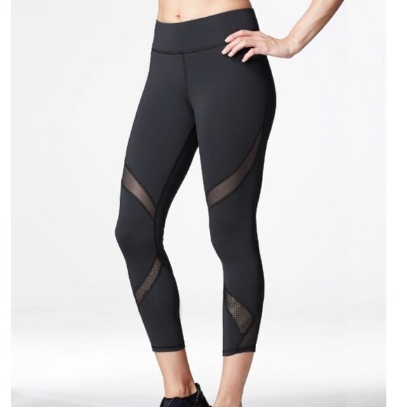 MICHI Hydra Crop Indigo Black Mesh Legging